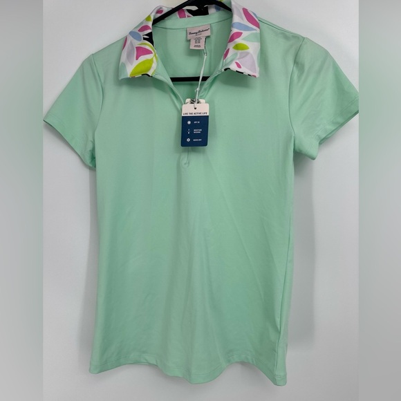 TOMMY BAHAMA Womens Active Green Floral 1/4 Zip Golf Polo Shirt XS - Picture 1 of 4